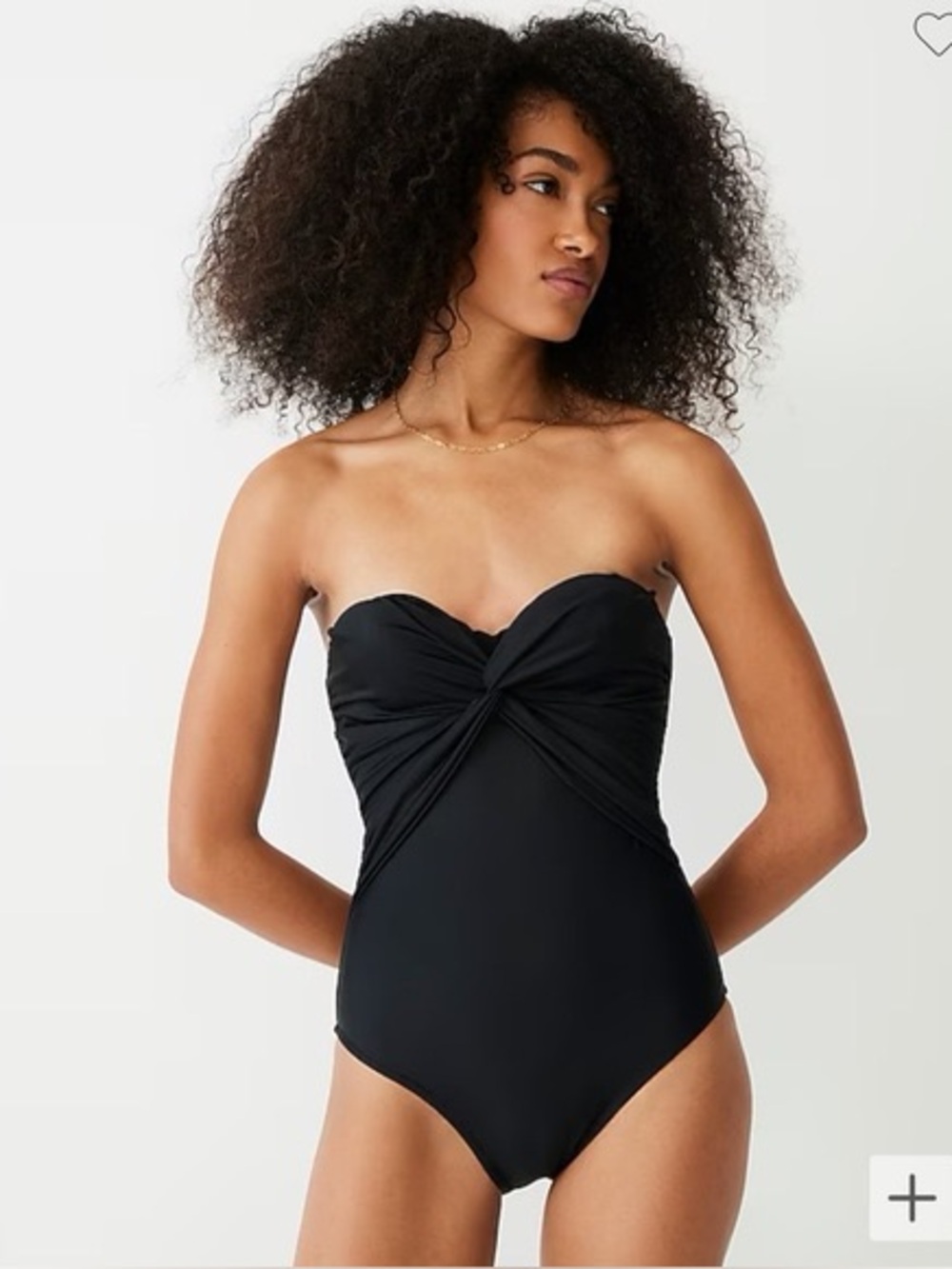 NWT J. Crew Black twist-front bandeau one-piece swimsuit sz 16